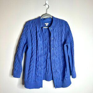 L.L. Bean Periwinkle Purple Double Cable-Knit Button Front Cardigan Sweater XL